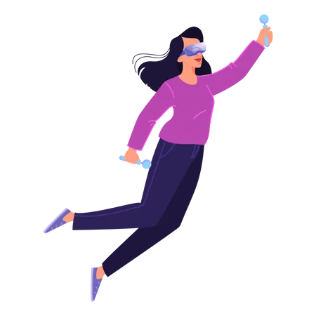 Woman interacting in virtual reality  Illustration