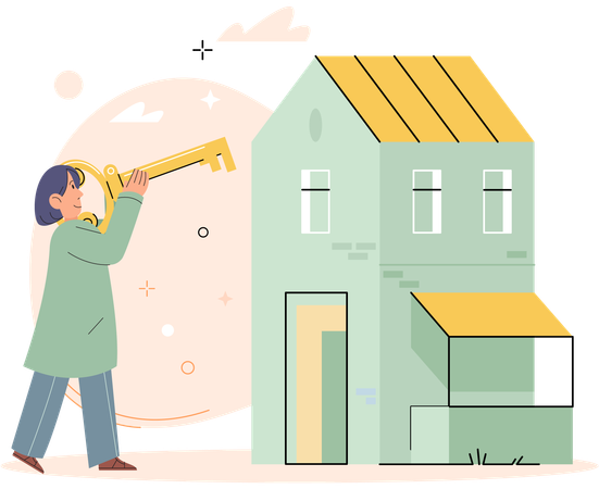 Woman investing in house  Illustration