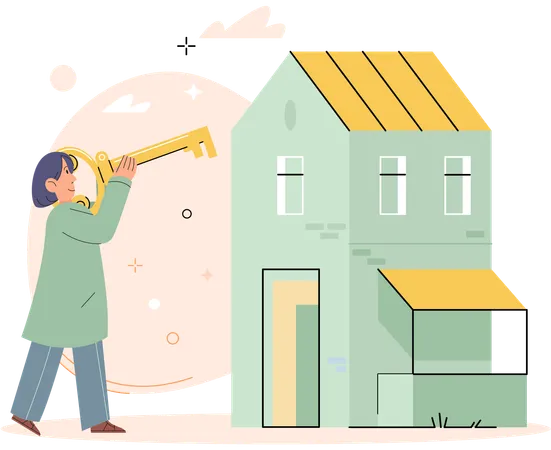 Woman investing in house  Illustration