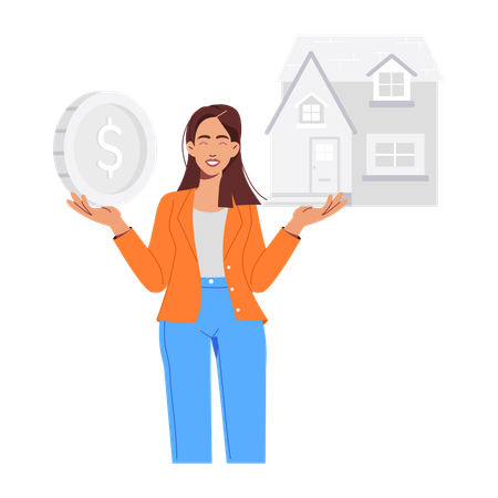 Woman investing in property  Illustration