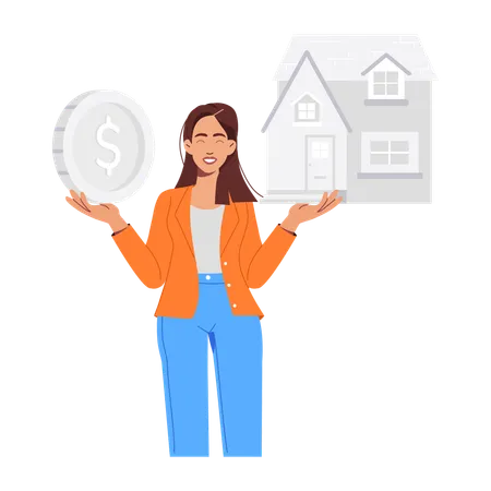 Woman investing in property  Illustration