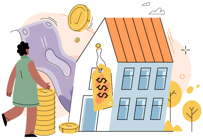 Woman investing in real estate  Illustration