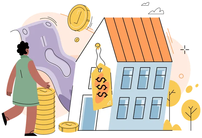 Woman investing in real estate  Illustration