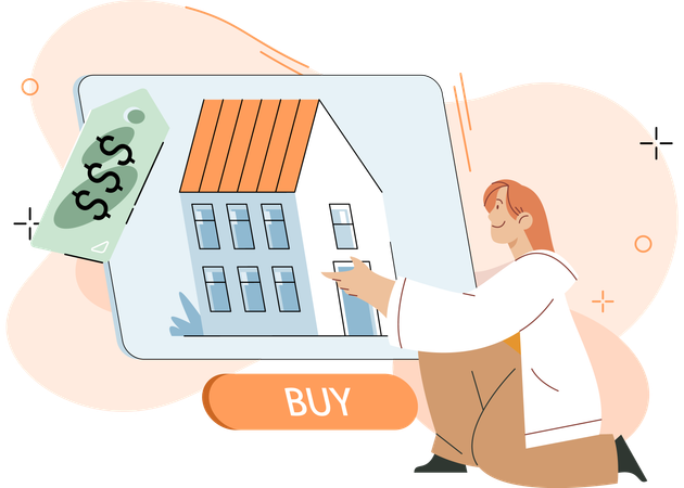 Woman investing in real estate  Illustration