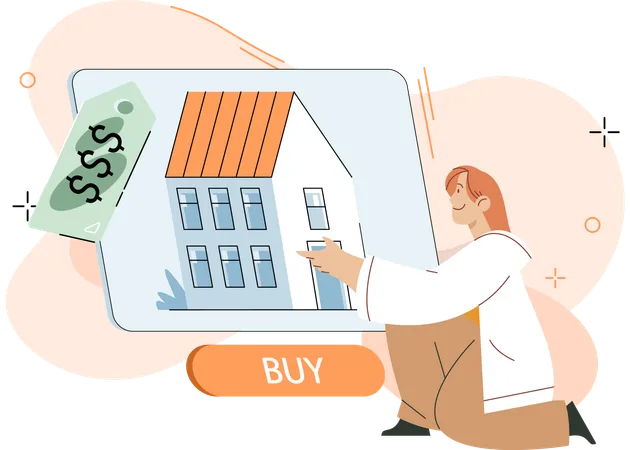 Woman investing in real estate  Illustration