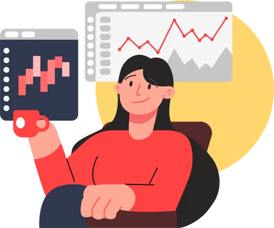 Woman investing in stock market  Illustration