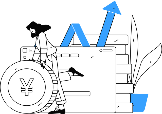 Woman investing money for growth opportunities  Illustration