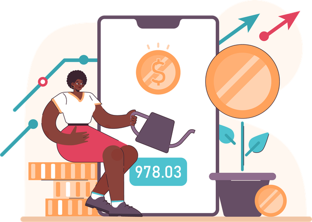 Woman Investing money  Illustration