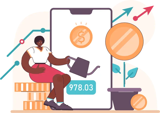 Woman Investing money  Illustration