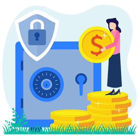 Woman investing money  Illustration