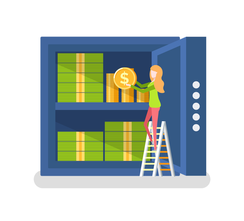 Woman Investing Money  Illustration