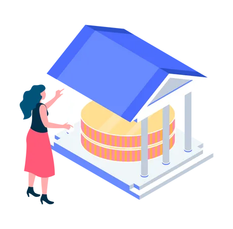 Woman Investing Money  Illustration