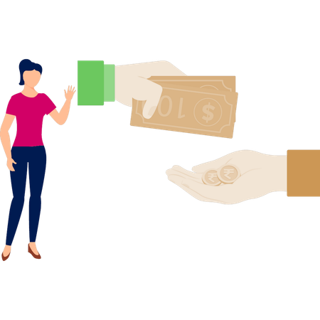 Woman investing money  Illustration