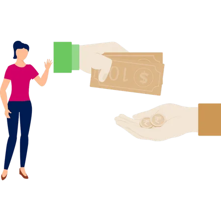 Woman investing money  Illustration