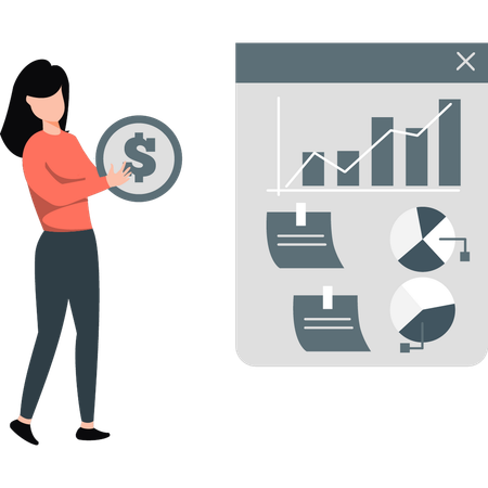 Woman investing money in business  Illustration