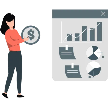 Woman investing money in business  Illustration