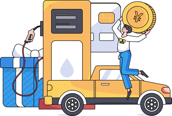 Woman invests in petrol pump for business growth  Illustration