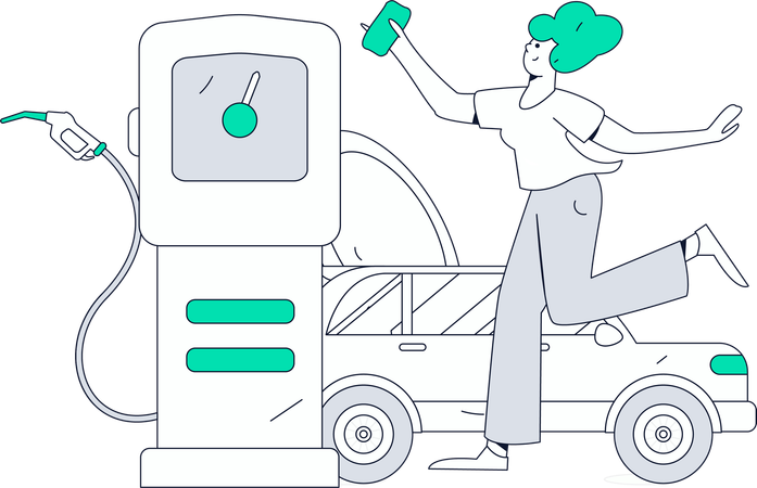 Woman invests in petrol pump for business growth  Illustration