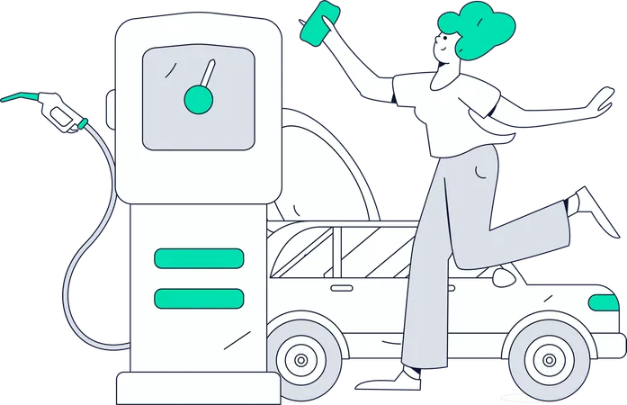 Woman invests in petrol pump for business growth  Illustration