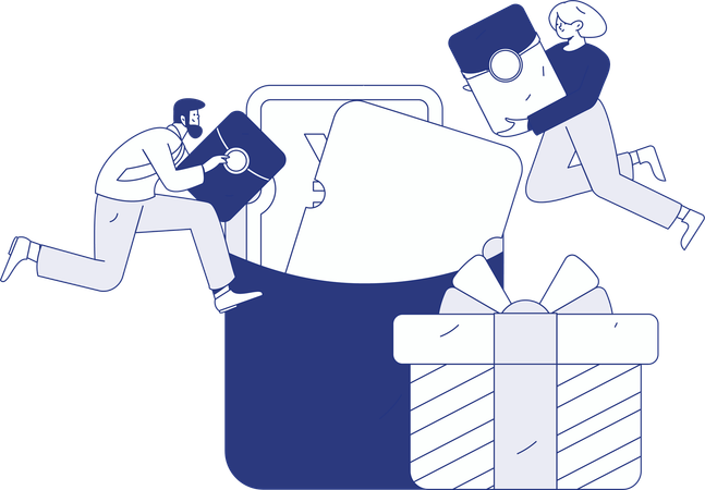 Woman invite friends for shopping  Illustration