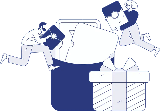 Woman invite friends for shopping  Illustration