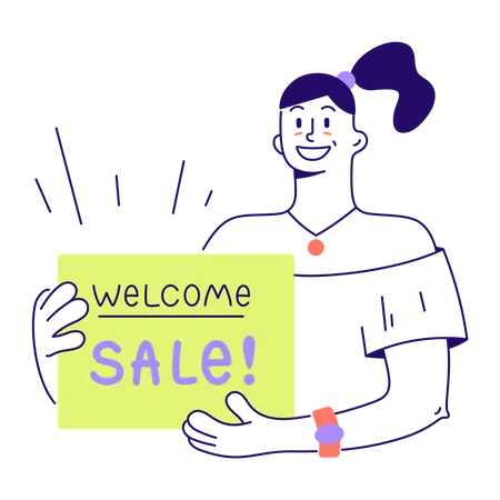 Woman invites to sale  Illustration