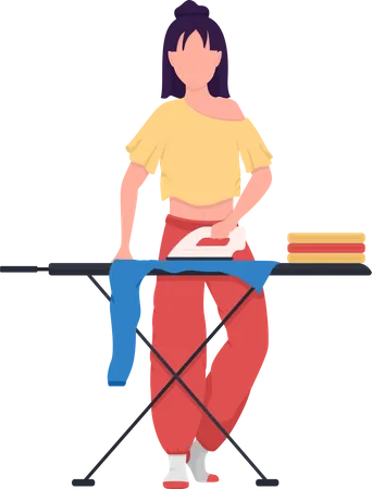 Woman ironing clothes Illustration