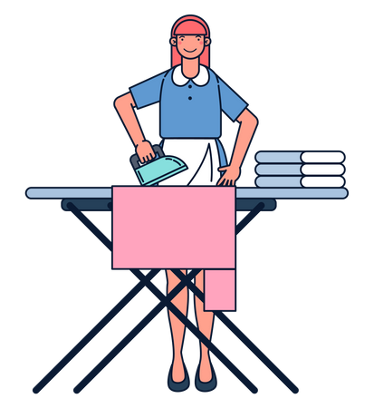 Best Premium Woman ironing clothes Illustration download in PNG & Vector  format