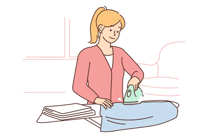 Woman ironing clothes  Illustration