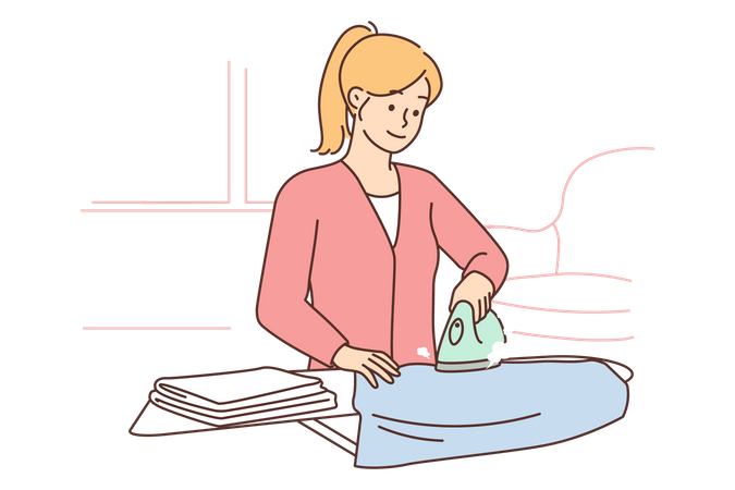 Woman ironing clothes  Illustration