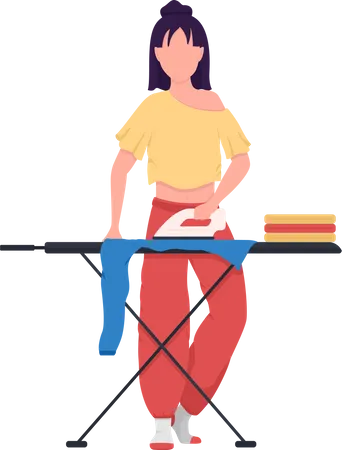 Woman ironing clothes  Illustration