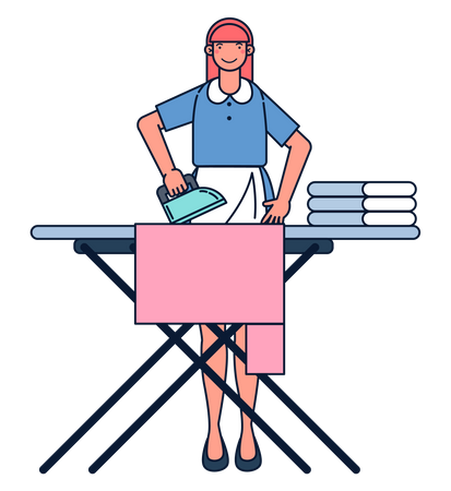 Woman ironing clothes  Illustration