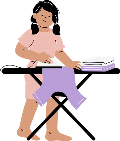 Woman ironing clothes on ironing board  Illustration