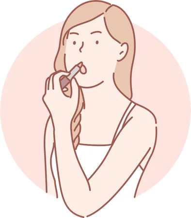 Woman is applying lipstick  Illustration