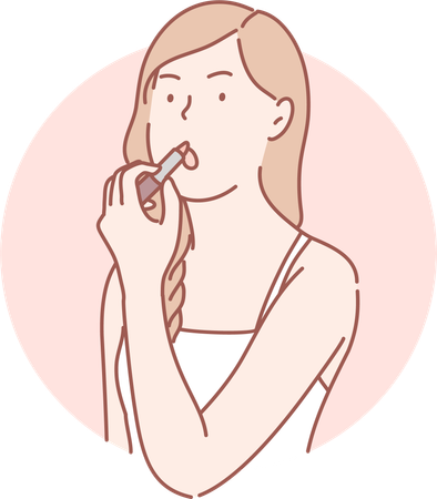 Woman is applying lipstick  Illustration