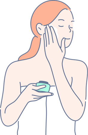 Woman is applying skin moisturizer  Illustration