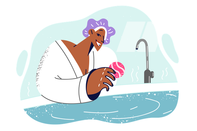 Woman is brushing her body  Illustration