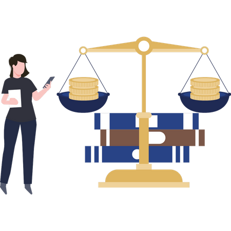 Woman is buying justice with money  Illustration