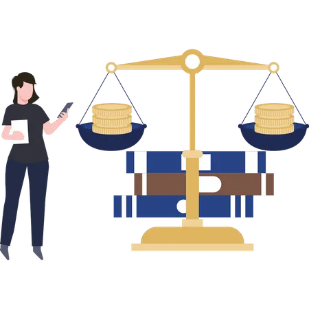 Woman is buying justice with money  Illustration