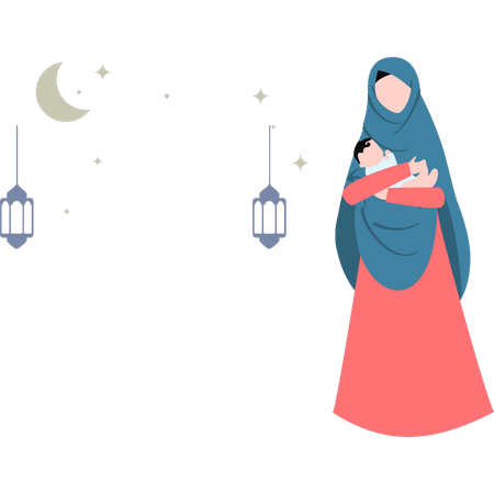 Woman is carrying a child  Illustration