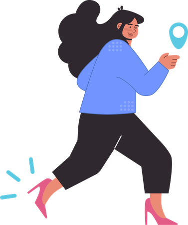 Woman is catching location  Illustration