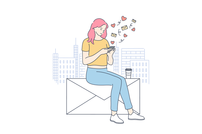 Woman is chatting online  Illustration