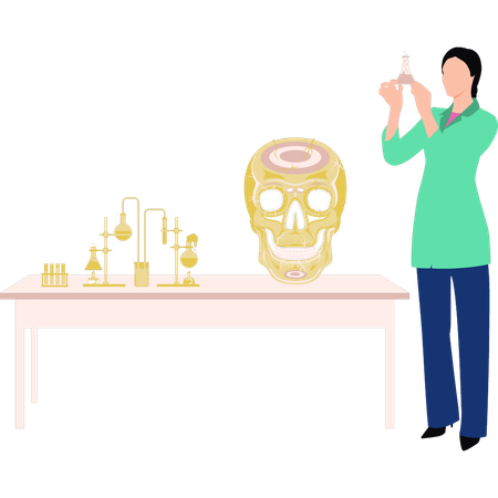 Woman is checking chemical in lab  Illustration