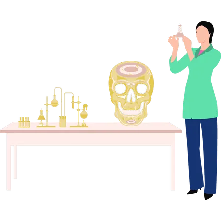 Woman is checking chemical in lab  Illustration