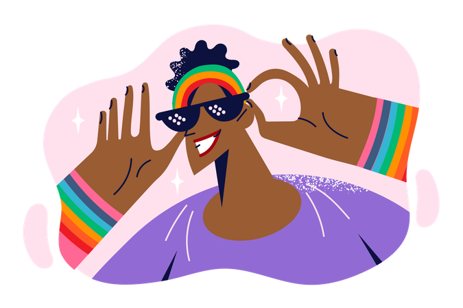 Woman is chilling out with goggles  Illustration