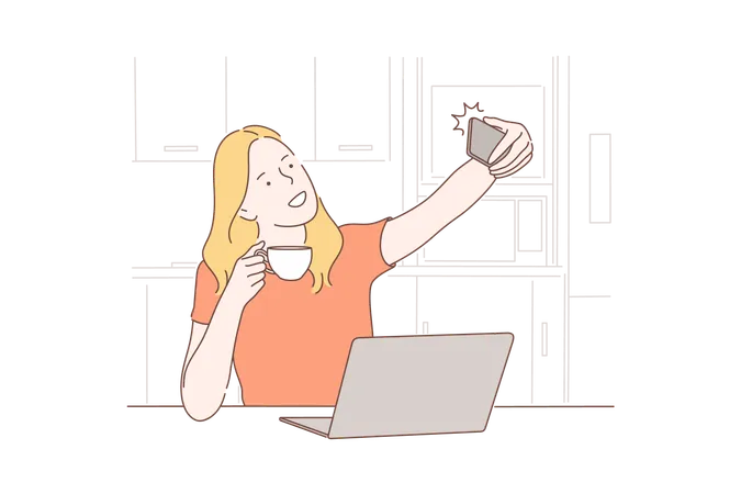 Woman is clicking pictures  Illustration