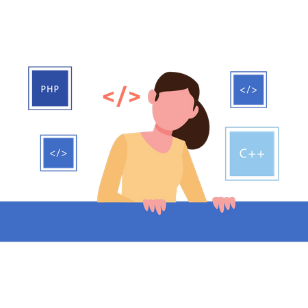 Woman is coding  Illustration