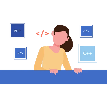 Woman is coding  Illustration