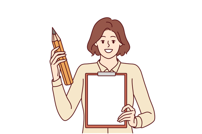 Woman is creating task list  Illustration