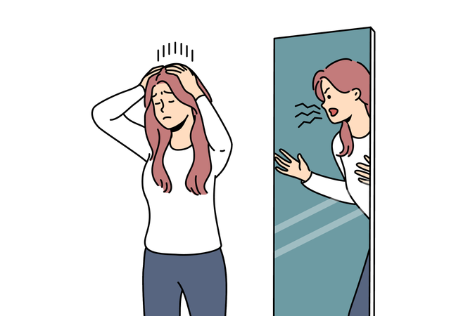 Woman is depressed internally  Illustration